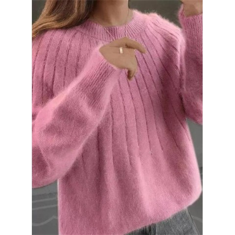 Cashmere Solid Color Fluffy Knitting Sweater